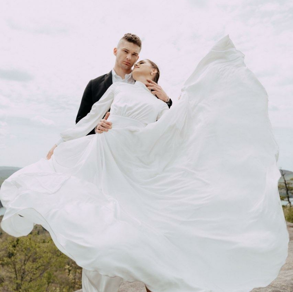 Satin Wedding dress size 3, open back